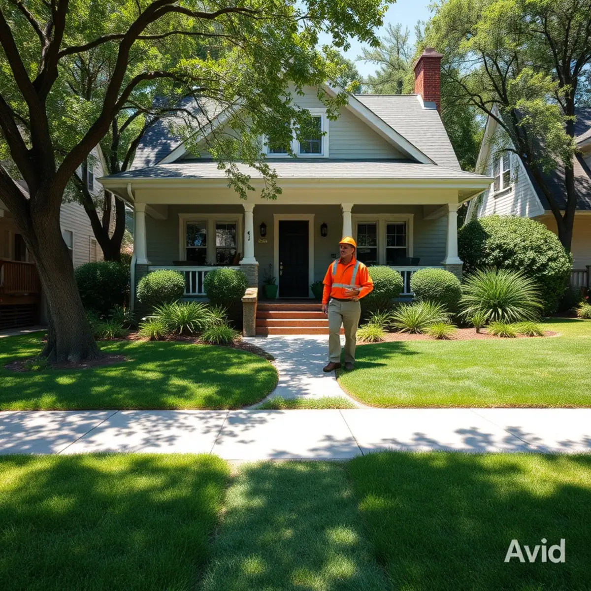 Craftsman bungalow with a tidy front lawn in Ormewood Park, Atlanta GA