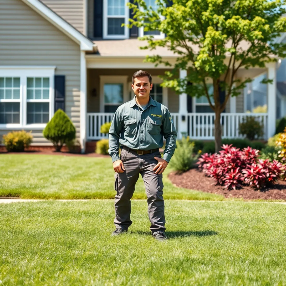 Freshly mowed lawn in front of a home in Smyrna, GA