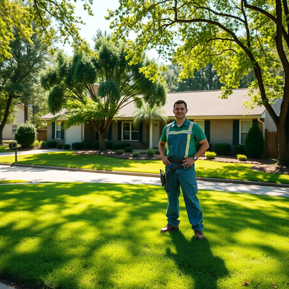 Ranch home with a well-kept lawn on a tree-shaded street in Tucker, GA